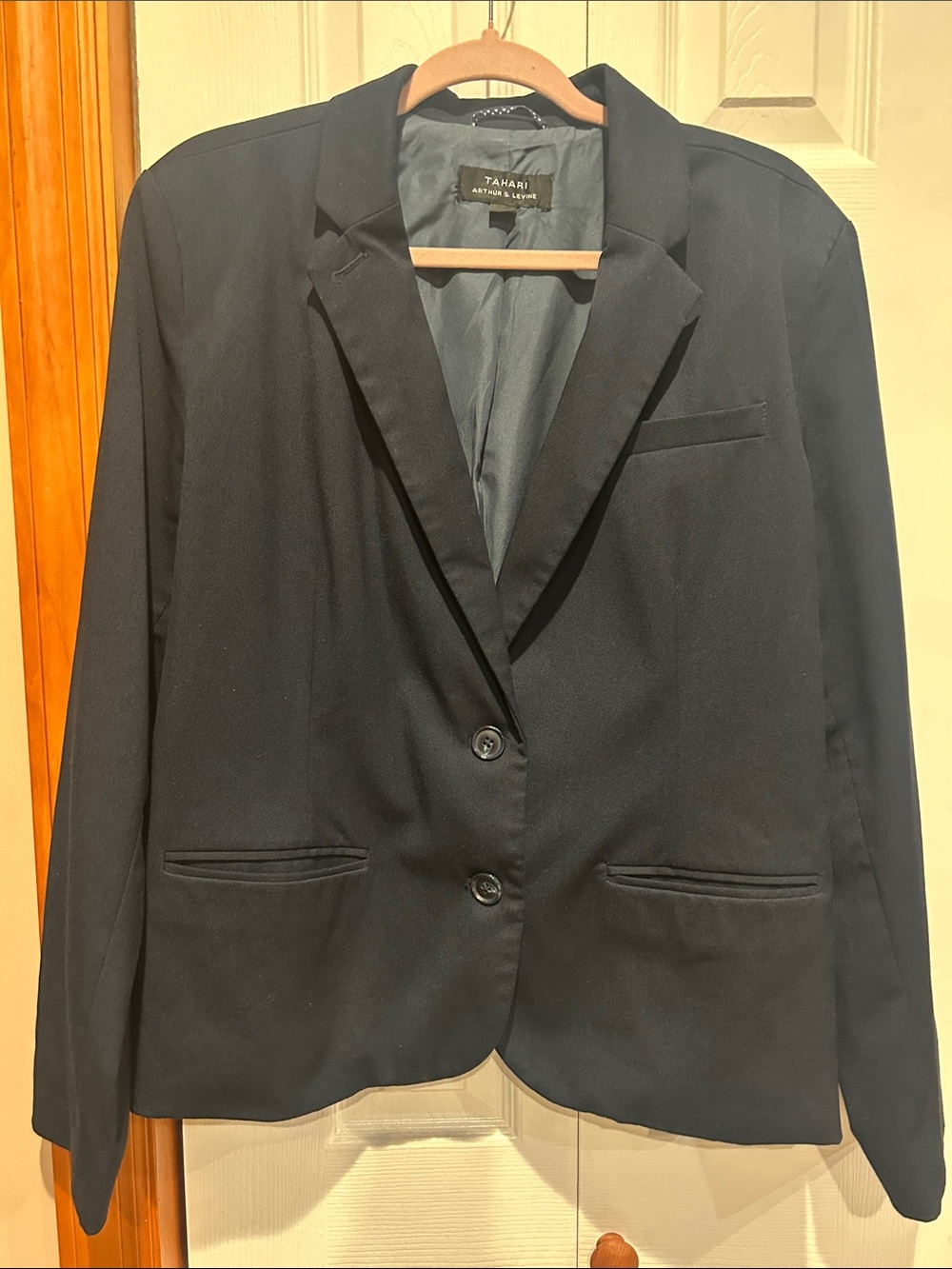 Tahari Women's Dark Navy Two-Button Blazer
